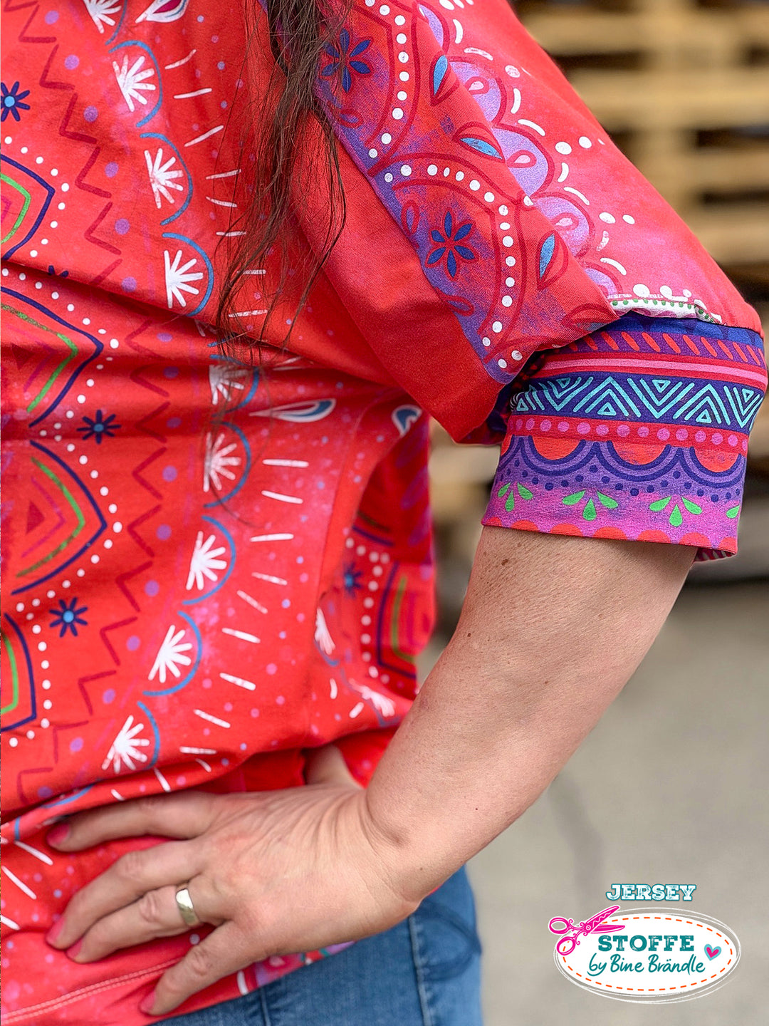 Mandala rot - Stoff Klassiker