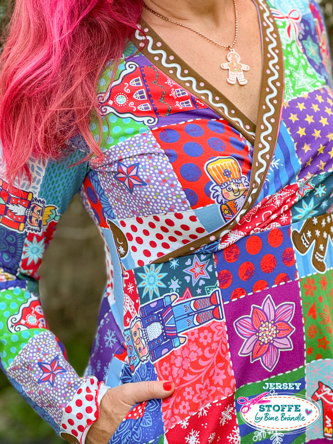 Patchwork Quadrate Weihnachten - Stoff