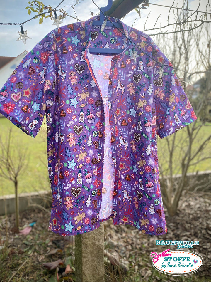 Weihnachtskonfetti lila - Stoff Klassiker