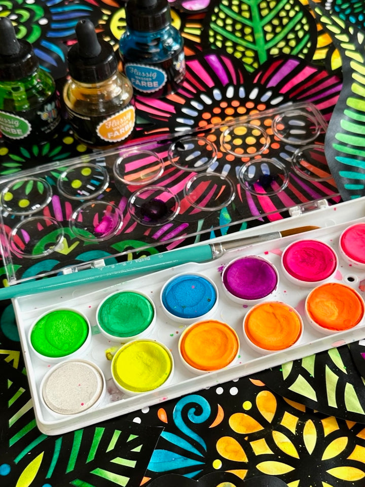 12 leuchtende Neon-Wasserfarben für Hobby-Künstler