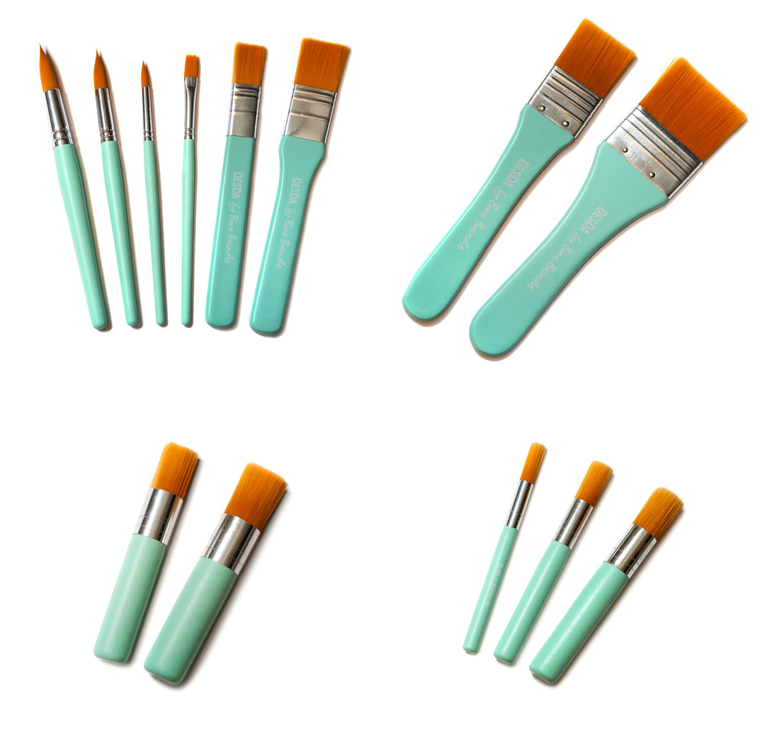 Bündel aller 4 Pinselsets mit Kurzstiel