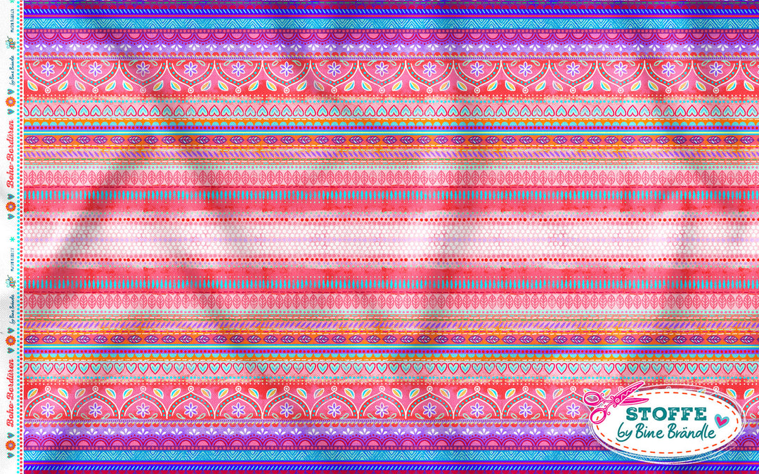 Boho-Bordüren rot - Stoff Klassiker