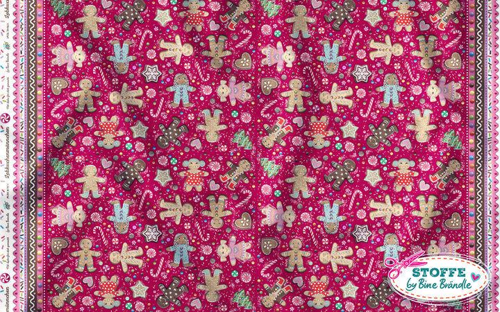 Lebkuchenmännchen klein rot - Stoff Klassiker