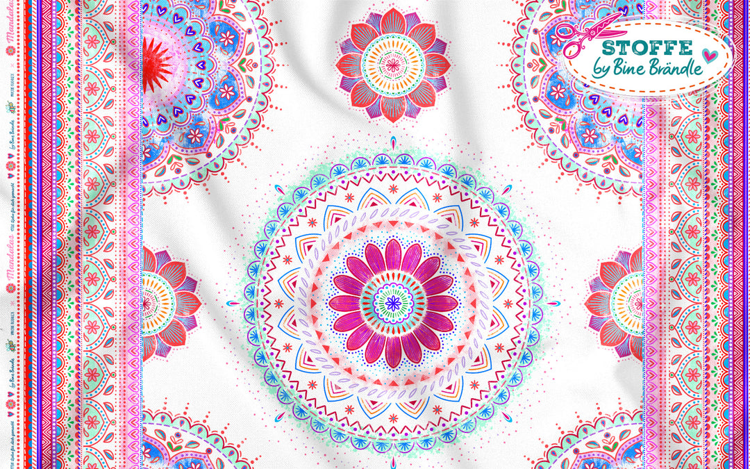 B-Ware Mandalas weiß-rot – Stoff