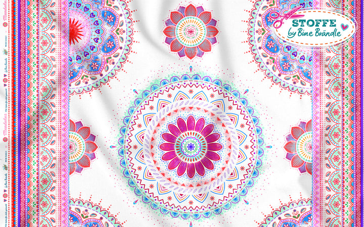 B-Ware Mandalas weiß-rot – Stoff