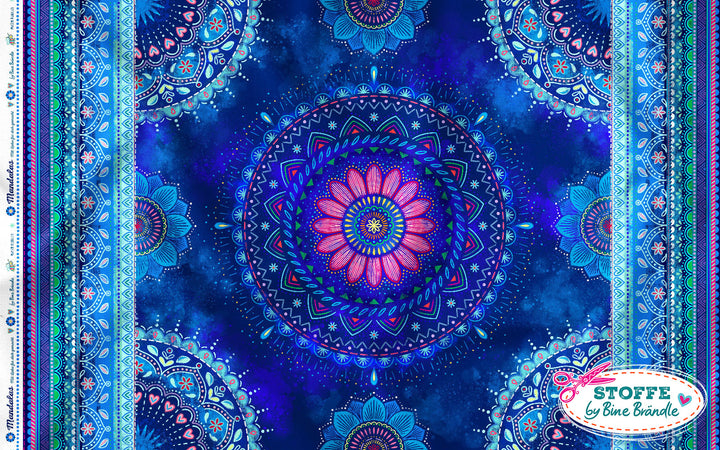 Mandalas dunkelblau - Stoff Klassiker