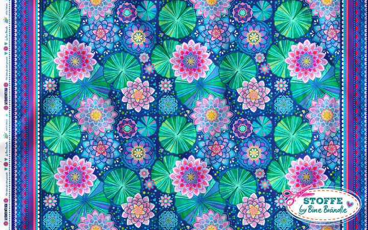 Seerosenstoff dunkelblau - Stoff Klassiker