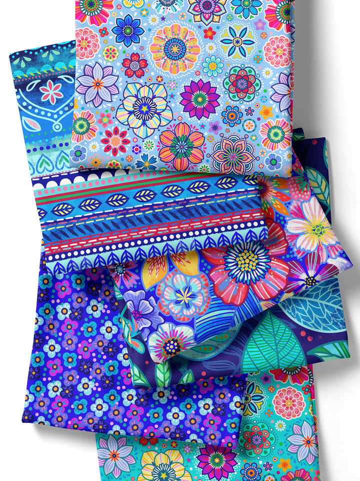 FLORA blau – Stoff