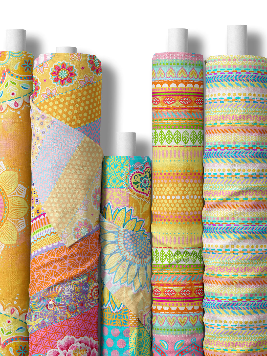 Patchwork Nähte gelb – Stoff