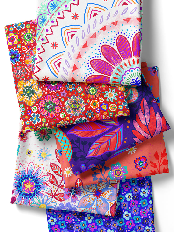 B-Ware Mandalas weiß-rot – Stoff