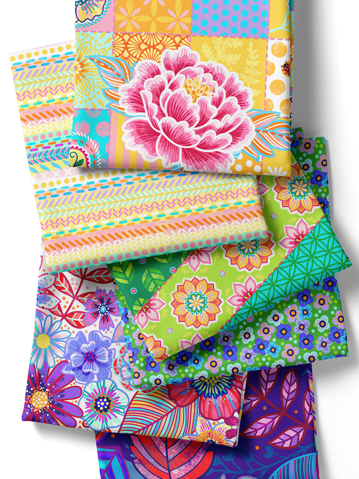 Patchwork Quadrate gelb – Stoff
