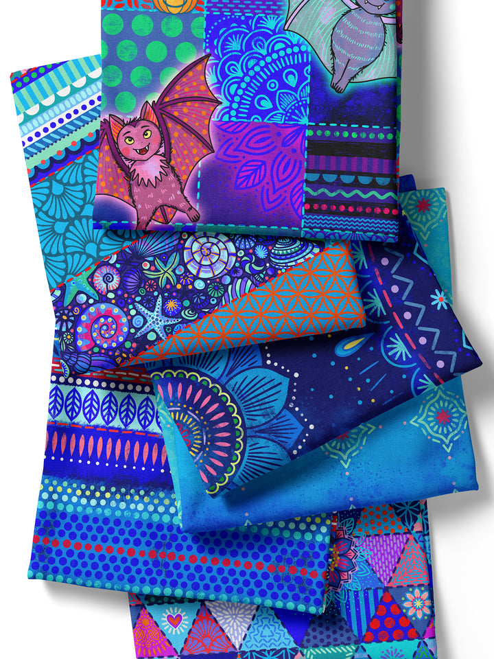 Patchwork Quadrate Fledermäuse - Stoff