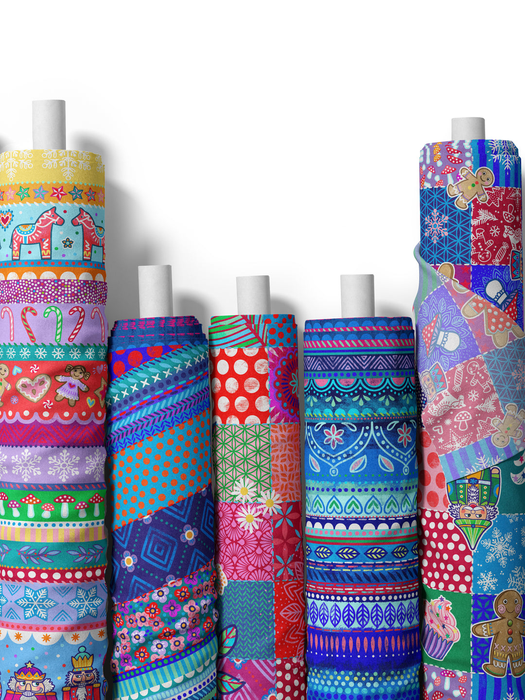 Patchwork Quadrate Weihnachten - Stoff