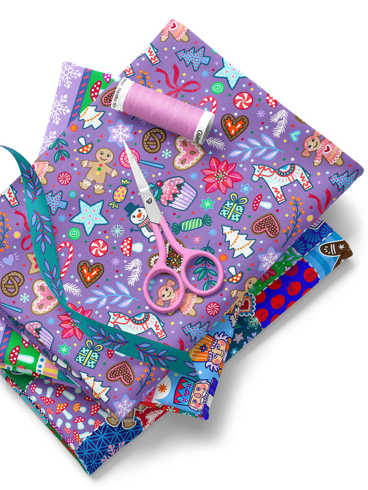 Weihnachtskonfetti lila - Stoff Klassiker