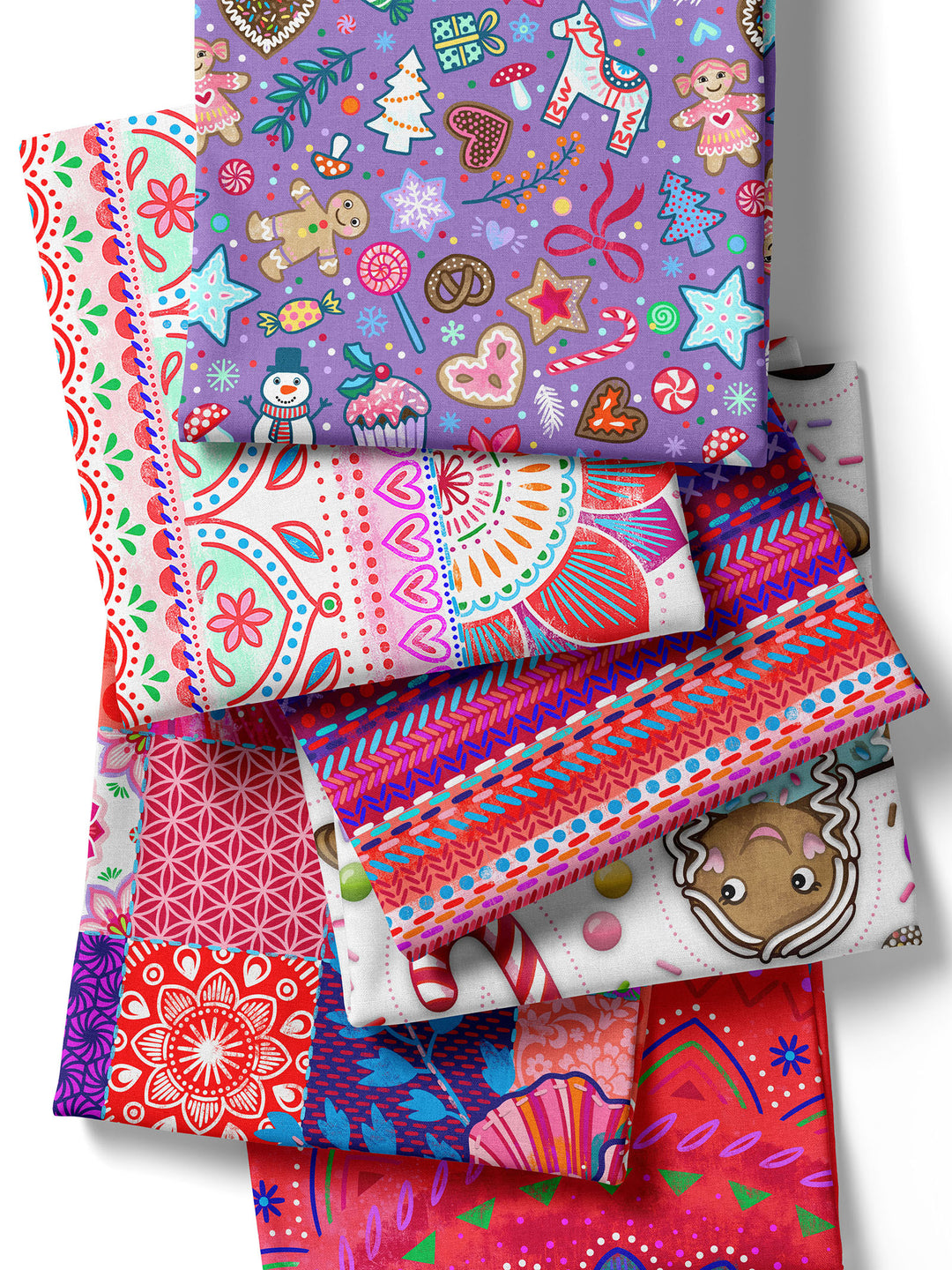 Weihnachtskonfetti lila - Stoff Klassiker