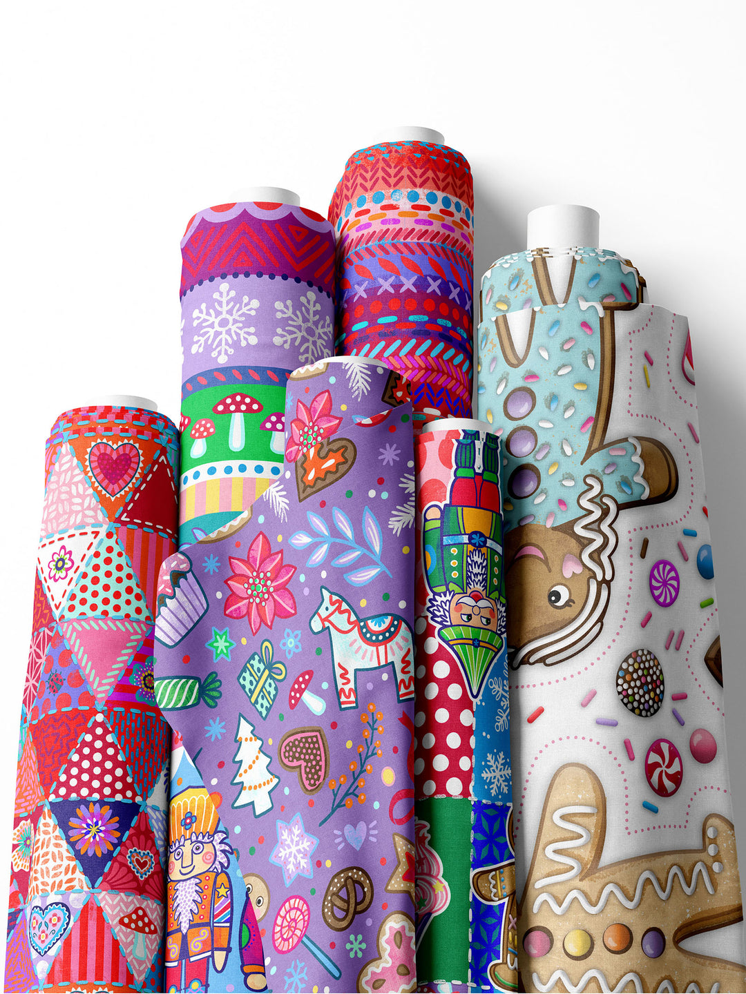 Weihnachtskonfetti lila - Stoff Klassiker