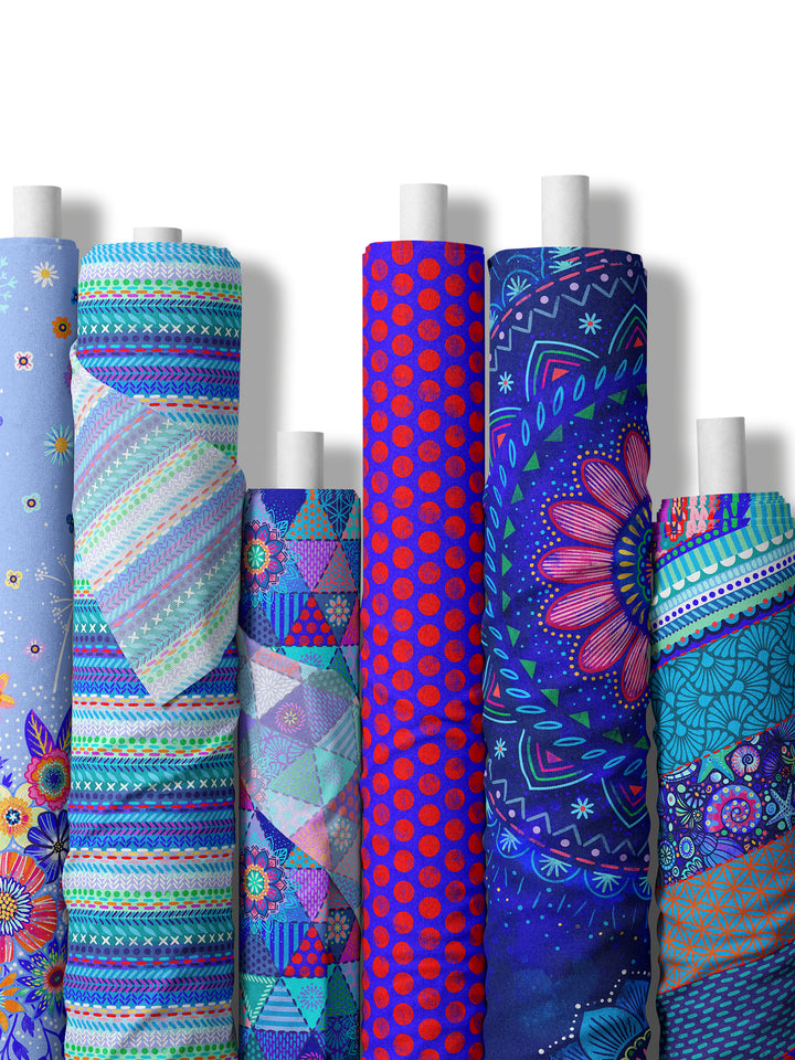 Mandalas dunkelblau - Stoff Klassiker