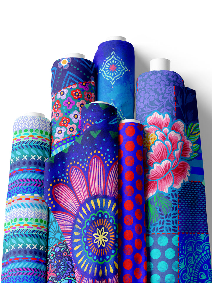 Mandalas dunkelblau - Stoff Klassiker