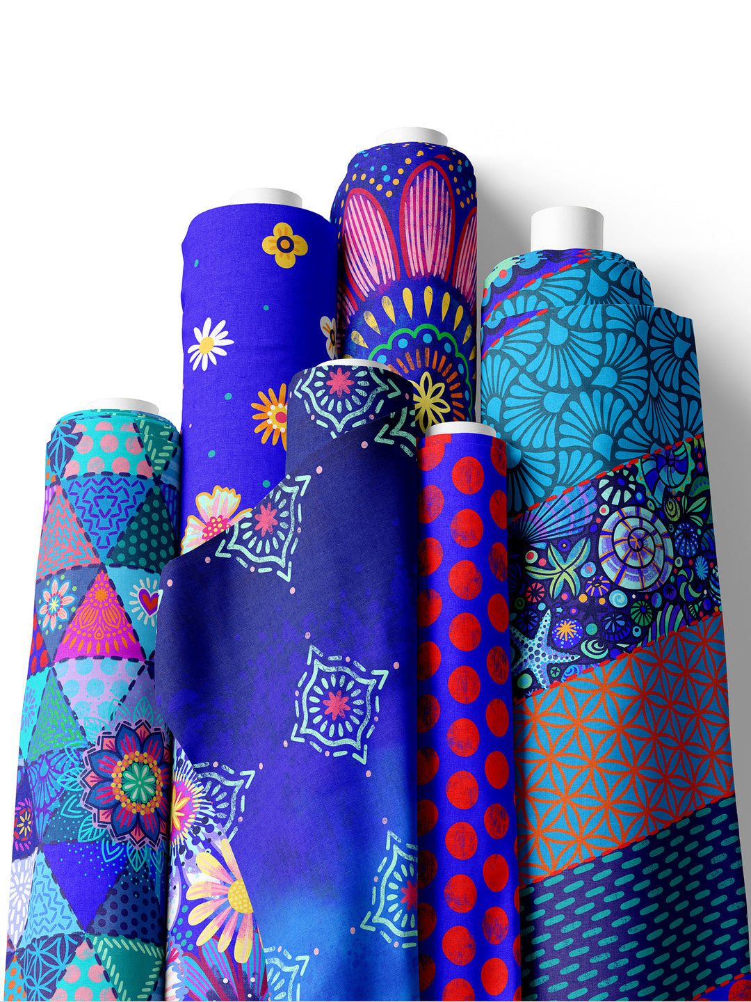 Kleine Punkte dunkelblau rot - Stoff Klassiker