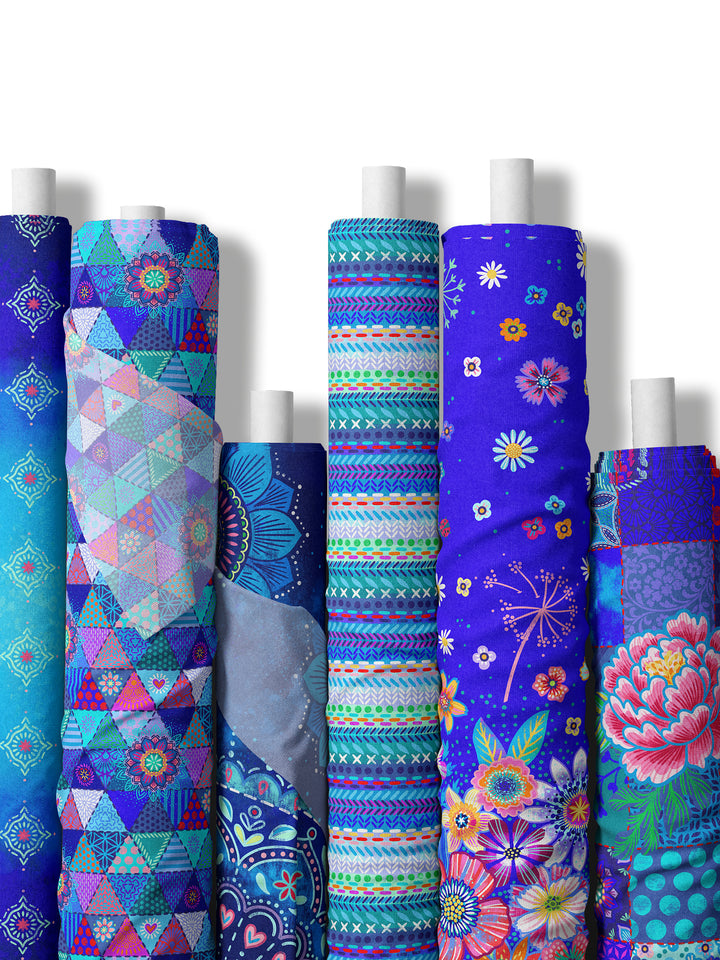 Patchwork Dreiecke dunkelblau - Stoff