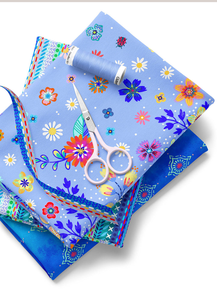 Blumenmeer Hellblau - Stoff Klassiker