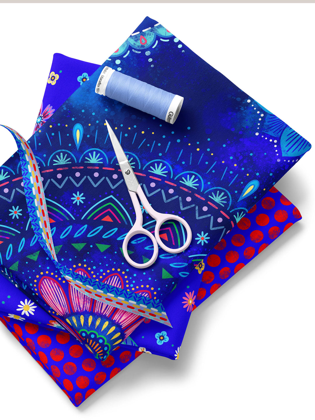 Mandalas dunkelblau - Stoff Klassiker