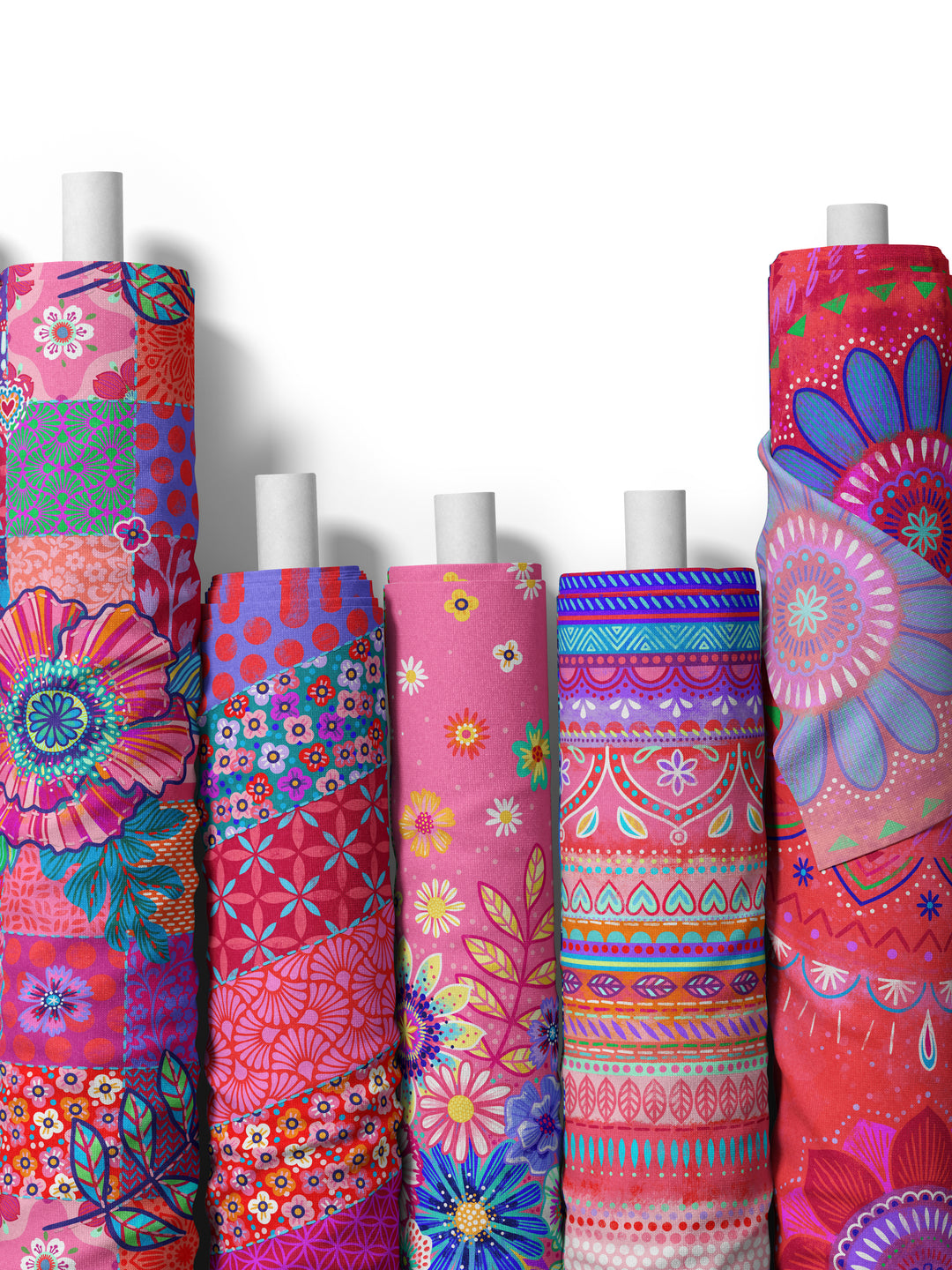 Boho-Bordüren rot - Stoff Klassiker