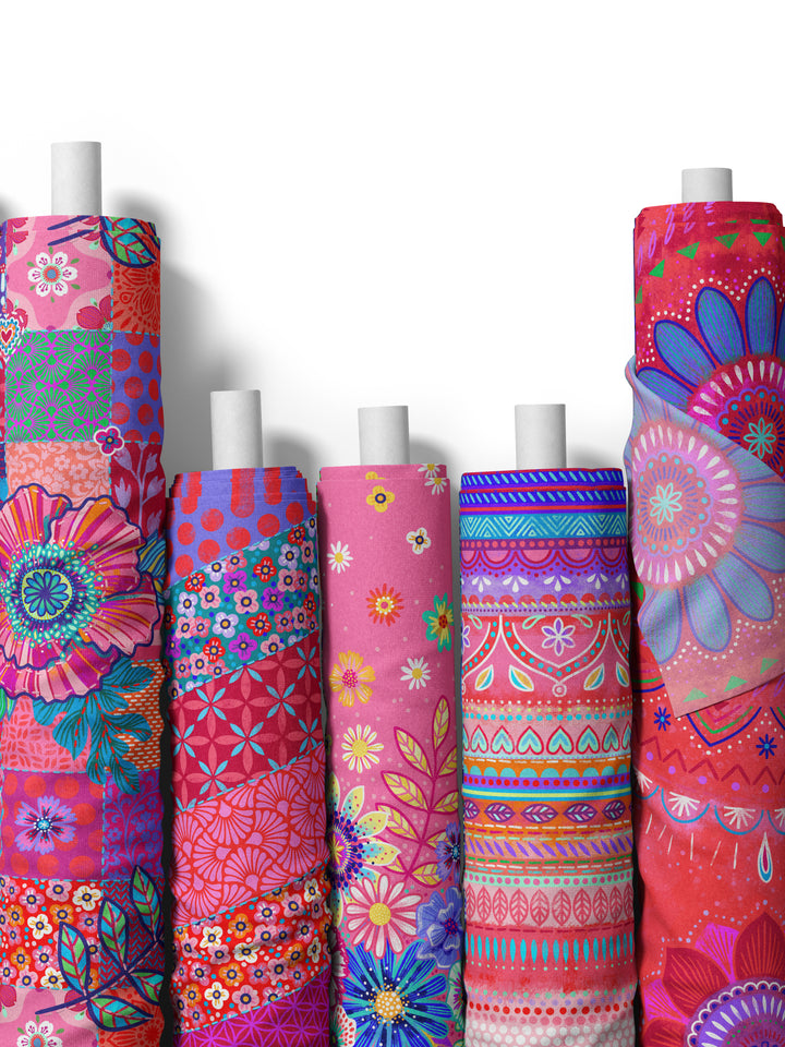 Boho-Bordüren rot - Stoff Klassiker