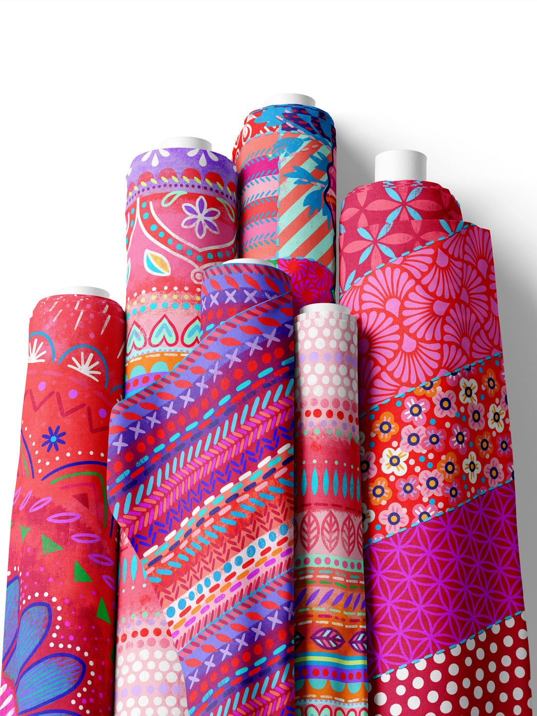 Boho-Bordüren rot - Stoff Klassiker