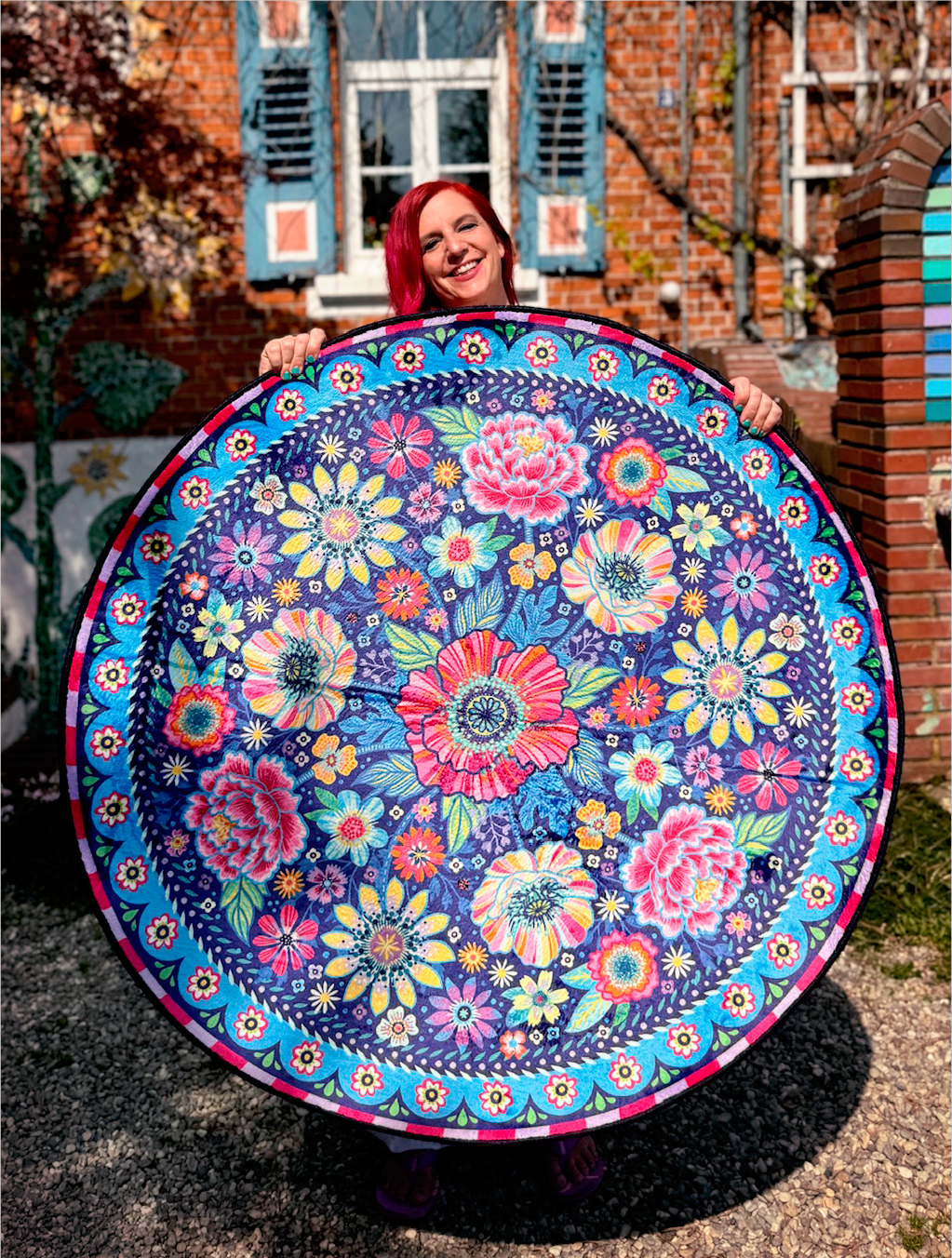 Teppich - Blumen Zauber - Blau Rund