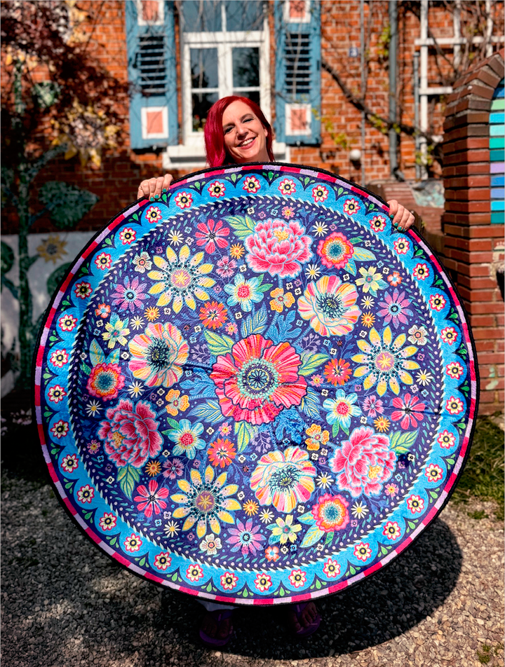 Teppich - Blumen Zauber - Blau Rund