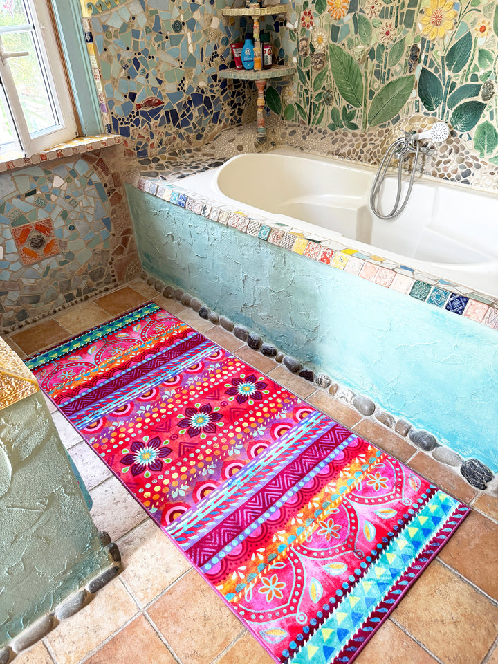 Teppich Läufer - Boho Pink-Orange