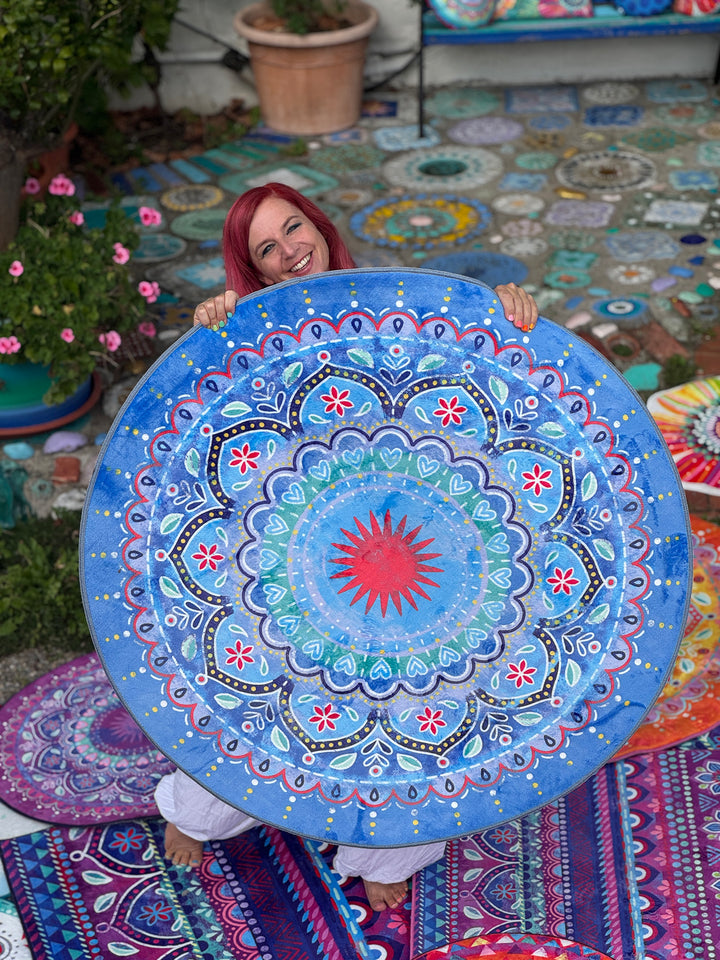 Teppich Rund - Mandala Blau