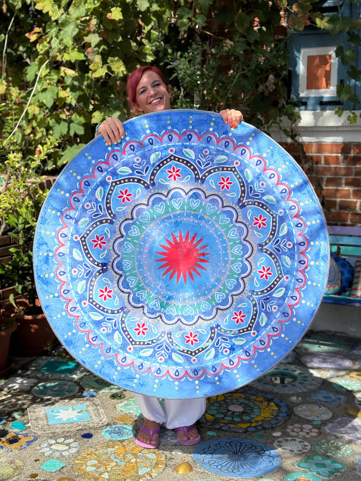 Teppich Rund - Mandala Blau