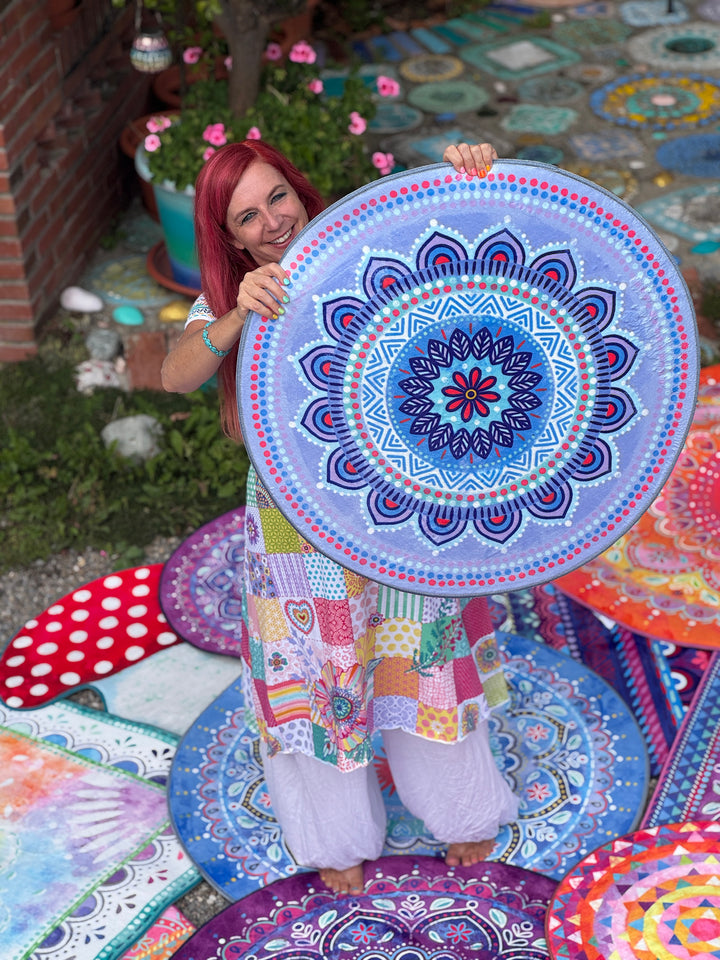 Teppich Rund - Mandala Hellblau