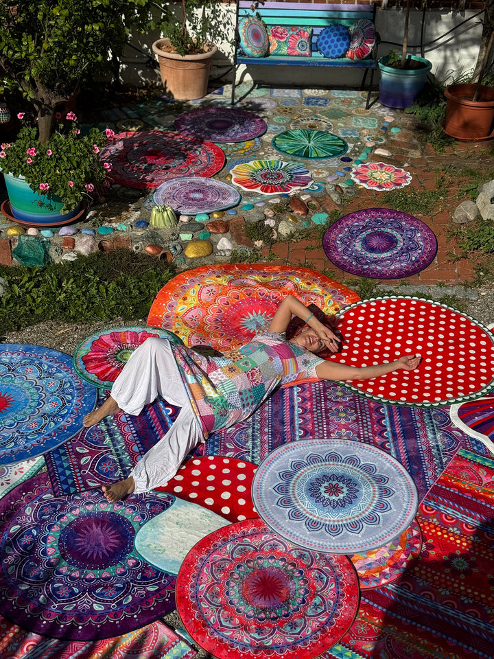 Teppich Rund - Mandala Hellblau