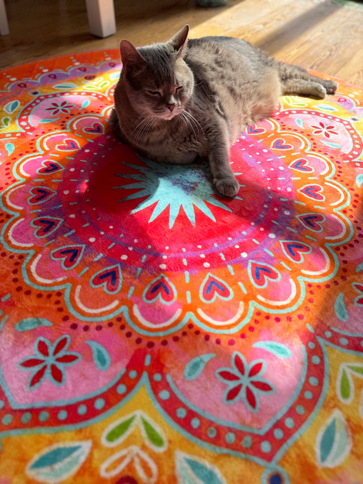 Teppich Rund - Mandala Pink-Orange