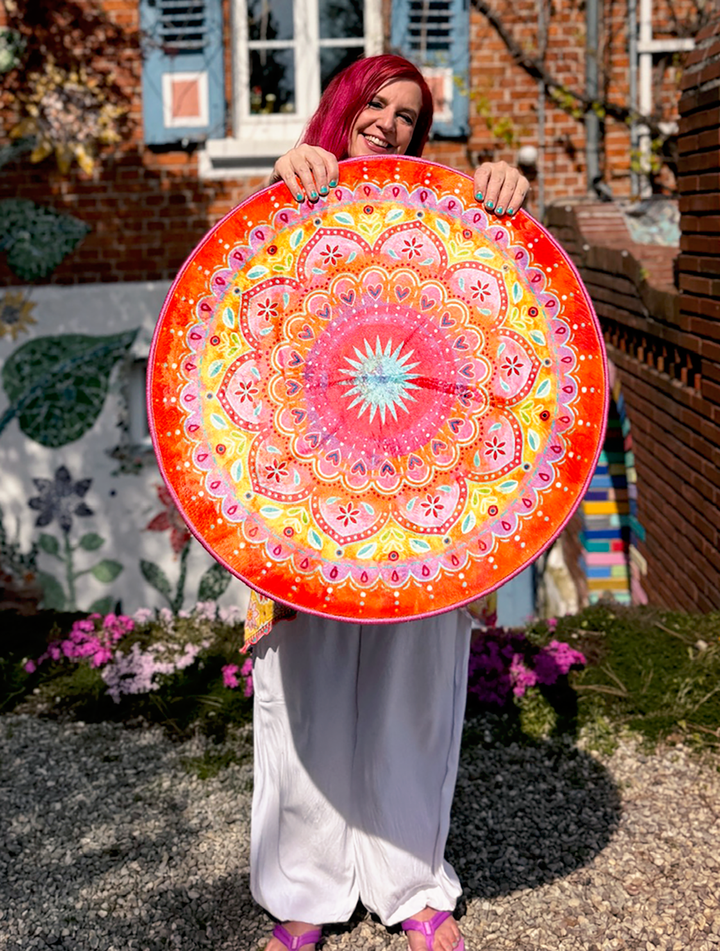 Teppich Rund - Mandala Pink-Orange