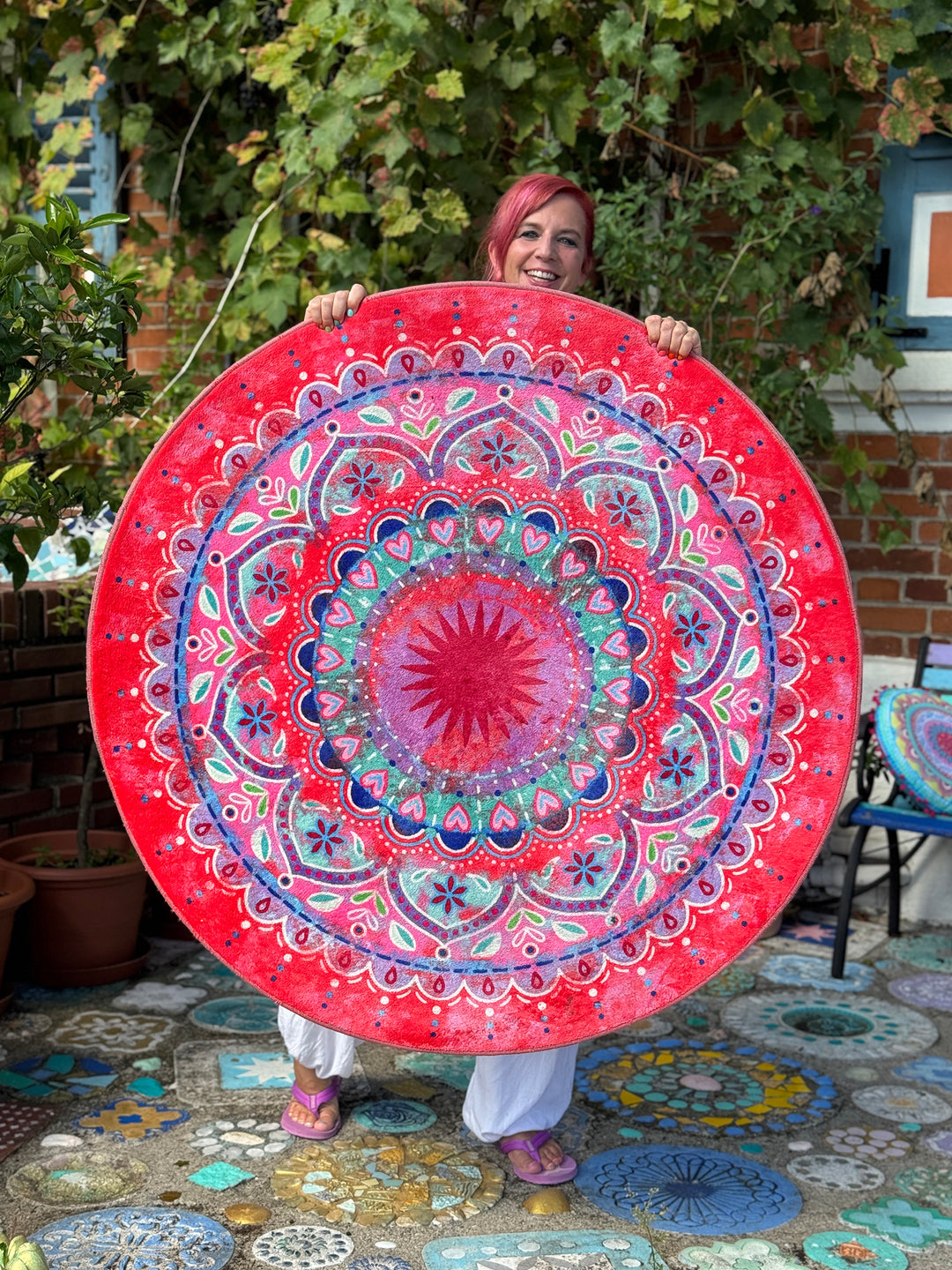 Teppich Rund - Mandala Rot