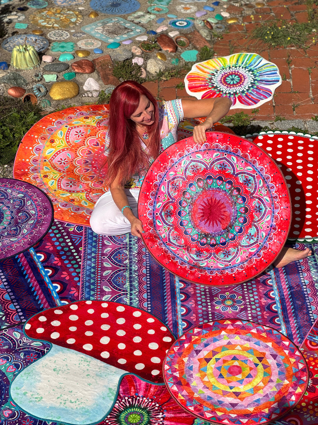 Teppich Rund - Mandala Rot