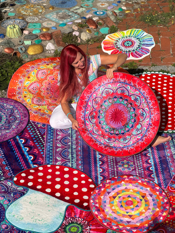 Teppich Rund - Mandala Rot