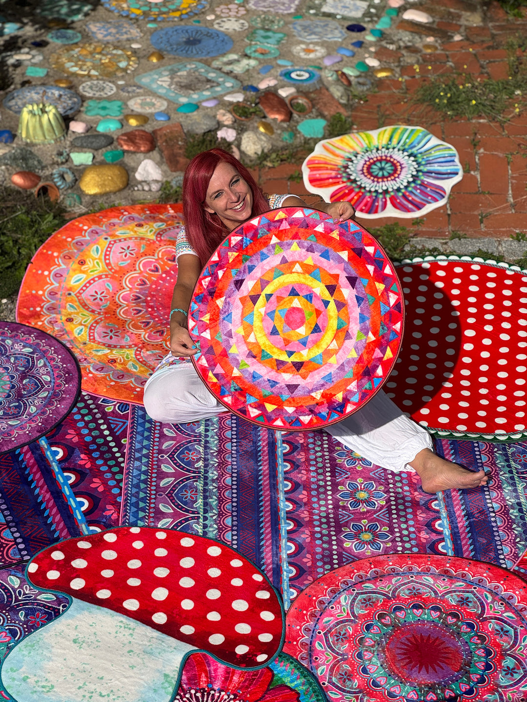 Teppich Rund - Mosaik Pink