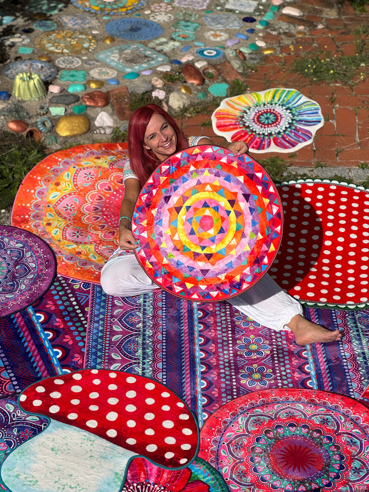 Teppich Rund - Mosaik Pink