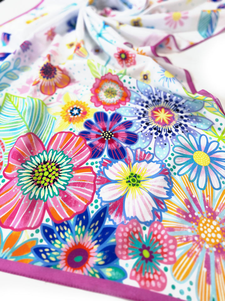 Tuch Blumenmeer weiß