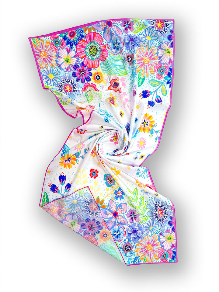 Tuch Blumenmeer weiß