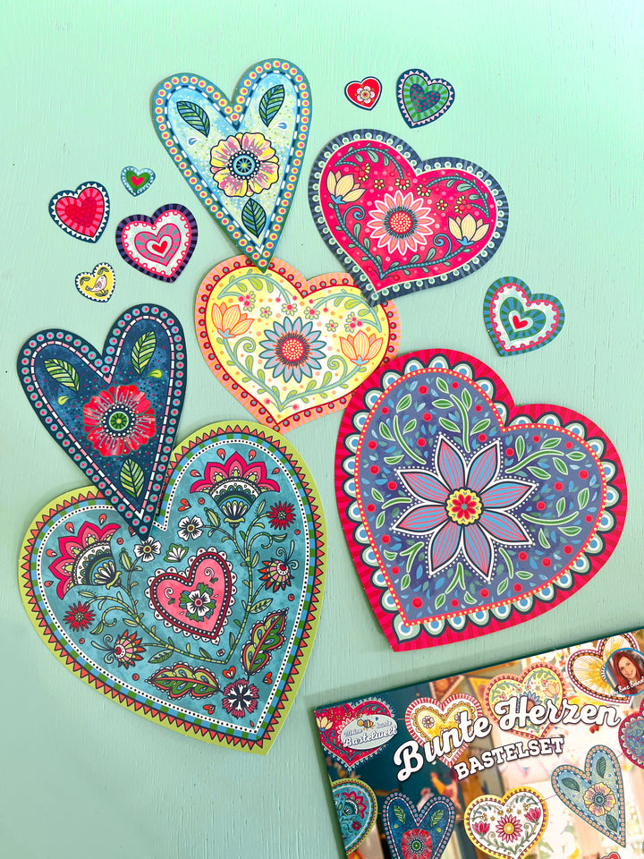 Bunte Herzen Bastelset