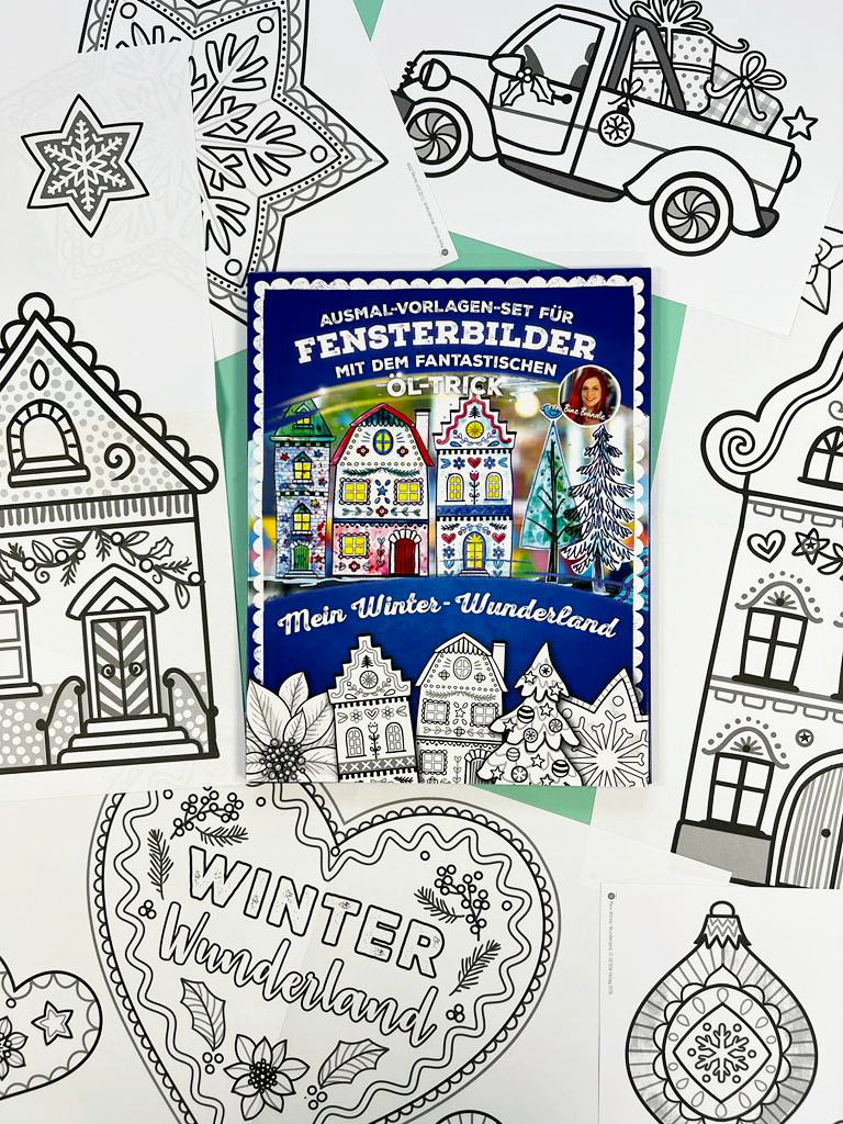 AUSMAL-VORLAGEN-SET FÜR FENSTERBILDER MIT DEM FANTASTISCHEN ÖL-TRICK Mein Winter-Wunderland