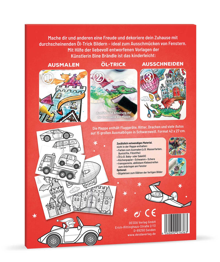 AUSMAL-VORLAGEN-SET FÜR FENSTERBILDER MIT DEM FANTASTISCHEN ÖL-TRICK Meine Abenteurwelt