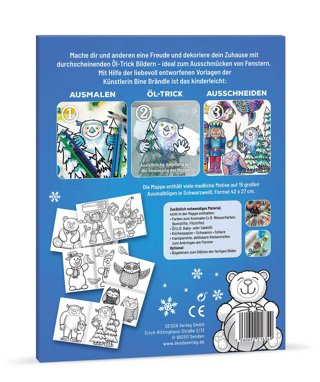 AUSMAL-VORLAGEN-SET FÜR FENSTERBILDER MIT DEM FANTASTISCHEN ÖL-TRICK Meine Winter-Freunde