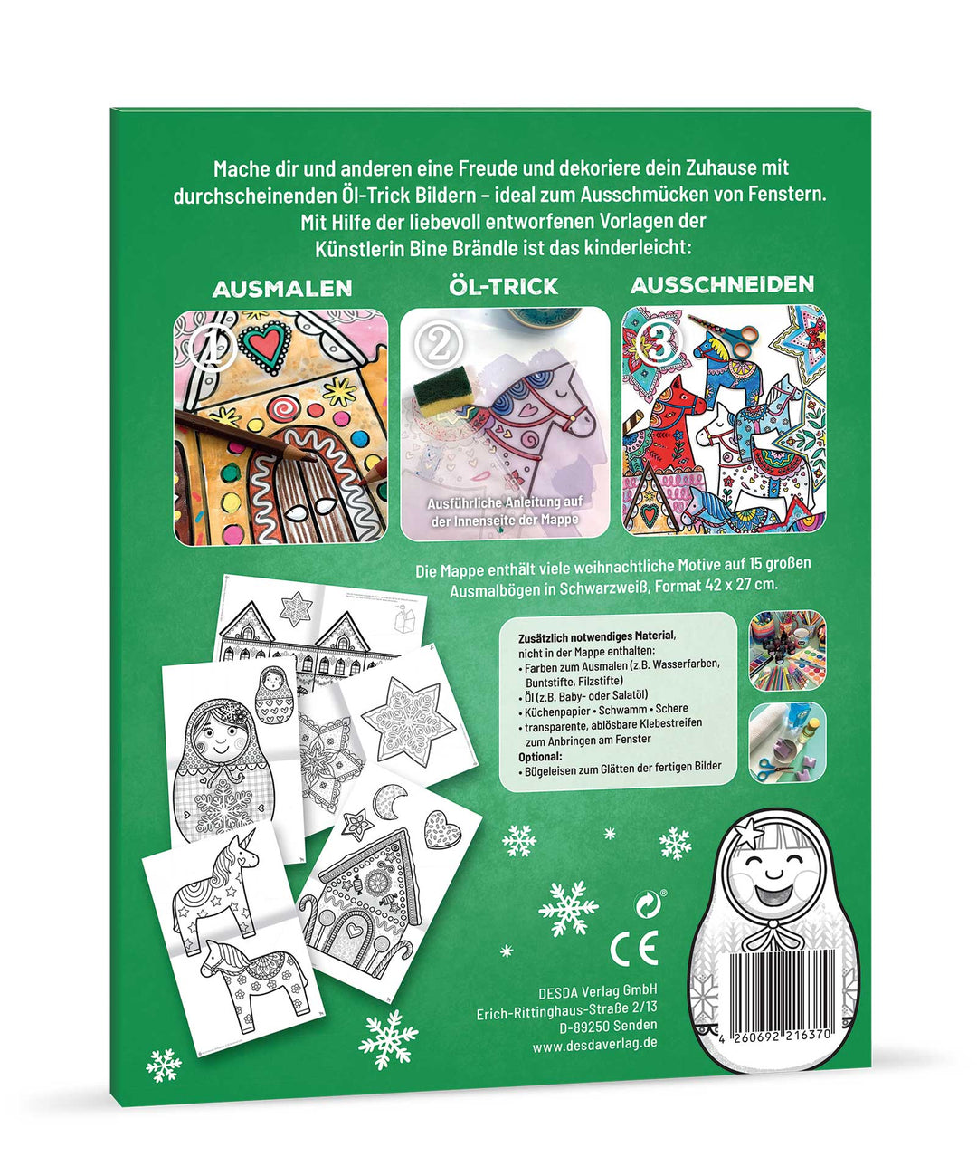 AUSMAL-VORLAGEN-SET FÜR FENSTERBILDER MIT DEM FANTASTISCHEN ÖL-TRICK Mein fröhliches Weihnachten